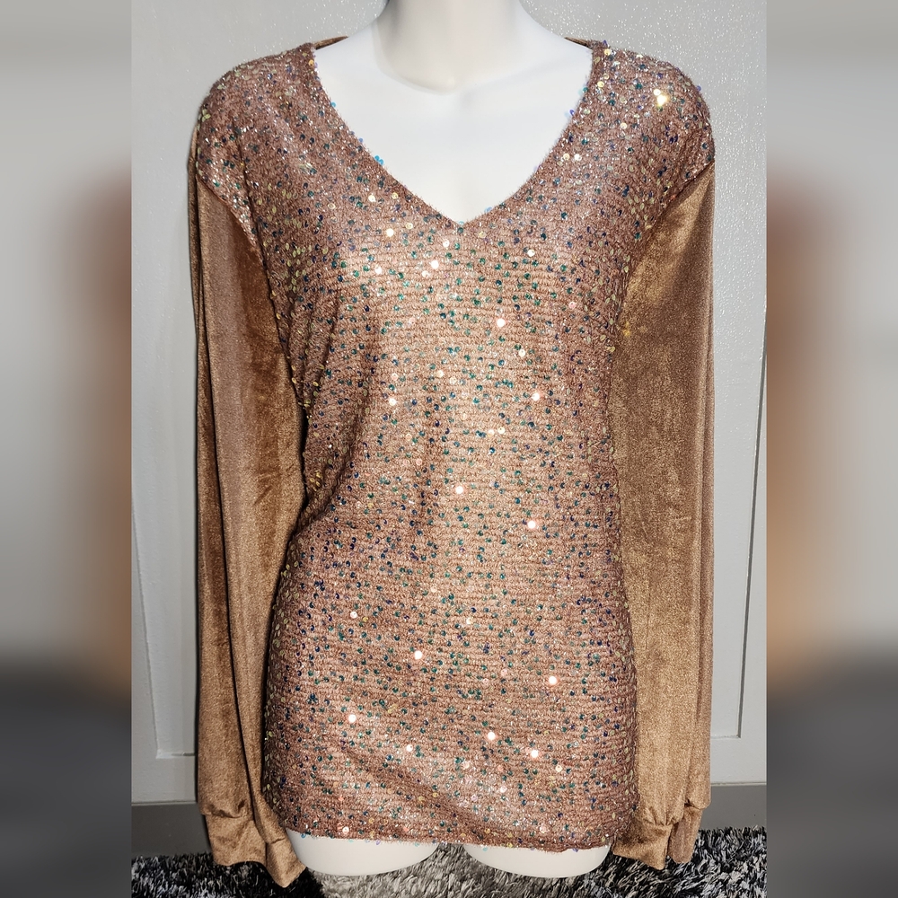 Elegant Sequin Long Sleeve Top